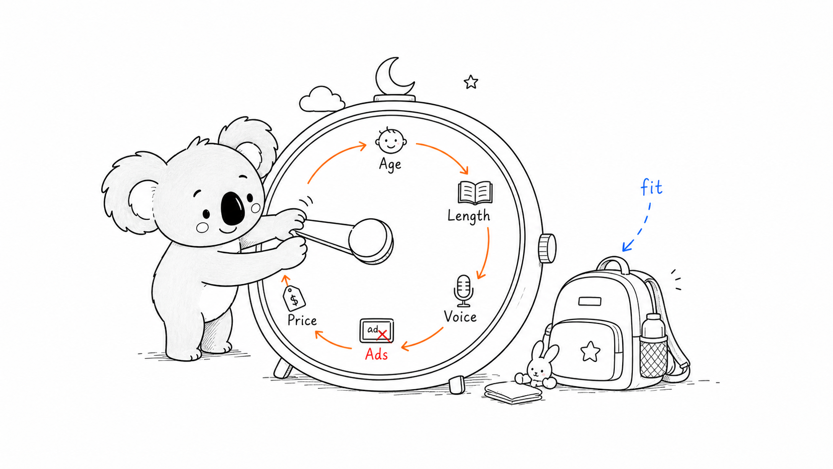 Doala checks age length voice ads and price on a bedtime compass